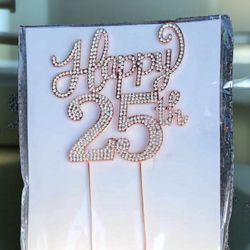 25th Birthday, Rose Gold Cake Topper
