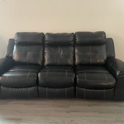 Black Leather Electric Reclining Sofa