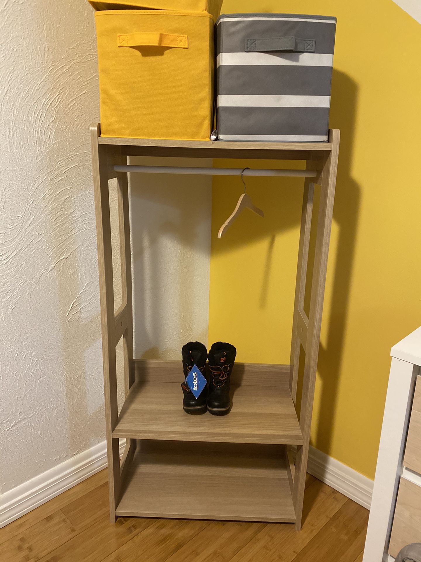 Kids Clothes Rack And 3 Storage Bins