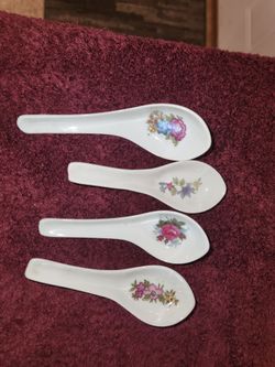 Floral Porcelain Chinese Soup Spoons Various Sets