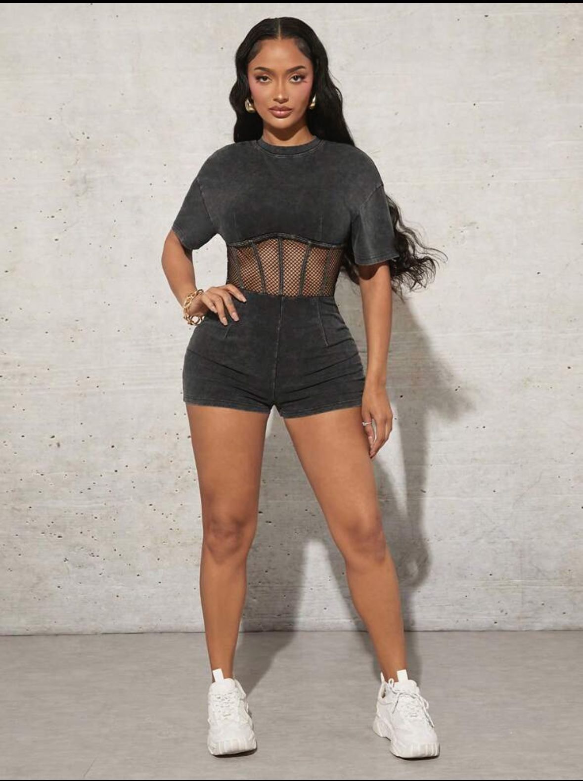 Radiana Fashionable Fall Winter Crotch-Hollow Snowflake Stirrup Fishnet Jumpsuit
