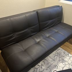 Black Faux Leather Futon Couch – Costco