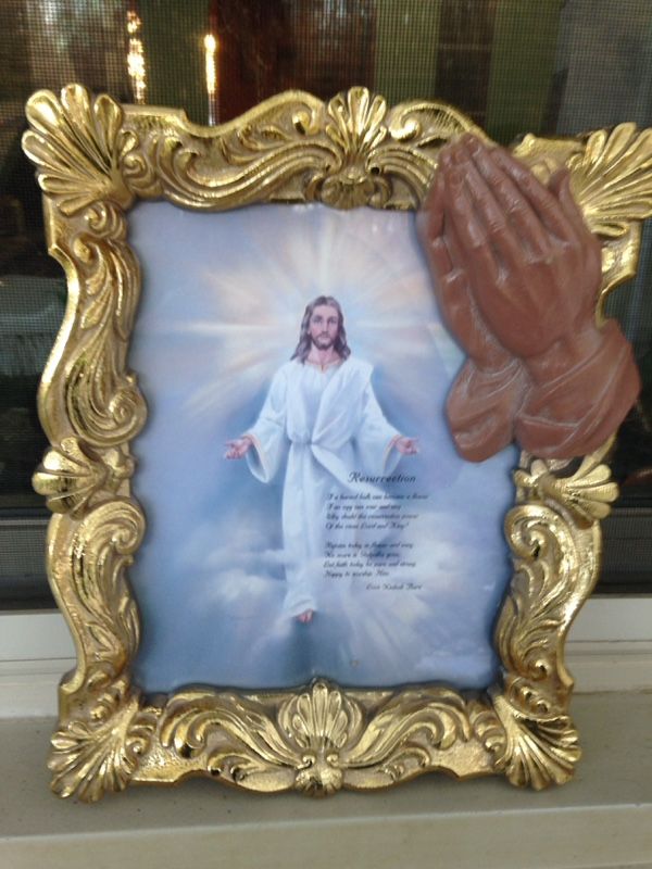 Picture Of With Ornamental Gold Frame And Embossed Praying Picture Of With Ornamental Gold Frame And Embossed Praying Hands On