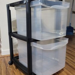 2-Drawer Plastic Rolling Storage 