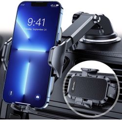 DesertWest Car Phone Holder Mount, [Military Grade] Cell Phone Holder for Car Dashboard Windshield Air Vent Compatible with iPhone 13 Pro Max 12 11 X 