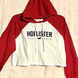 Red and white hollister 2024 hoodie