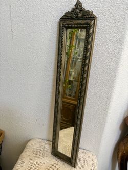 Narrow Ornate Wall Mirror Gold Frame
