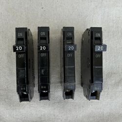 20 Amp Single Pole Circuit Breakers – Lot of 4