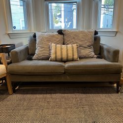 West Elm Andes Loveseat - Pewter Distressed Velvet