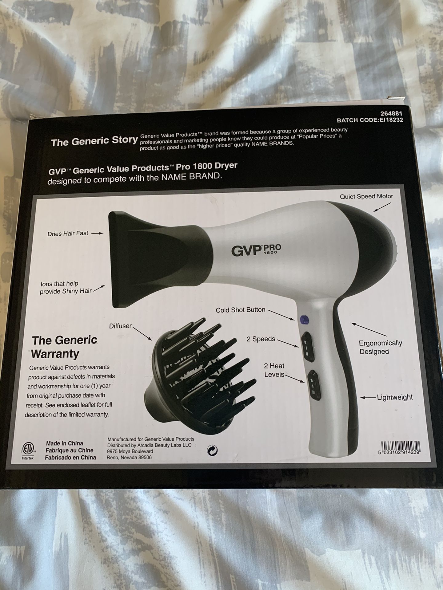 GVP Pro 1800 Hair Dryer with accessories