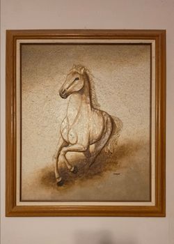 Cooper Signed Rearing Horse Relief Wall Art