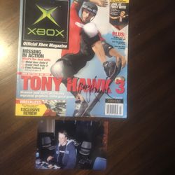 Collectible Skateboard Legend- Autographed Tony Hawk 3 - X BOX Magazine (W/Photo Of Tony At Autograph Both
