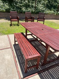 Outdoor Dining Set - Table, Chairs, Bench
