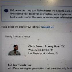 Chris Brown Concert!!! 2 Tickets 
