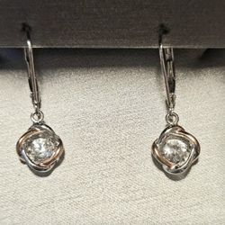 Twinkling / Dancing Stone Two-Tone Earrings – Great Condition
