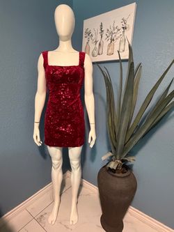 Red Velvet Sequin Mini Dress large