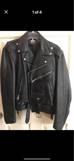 Men’s Size 42 Black Leather Motorcycle Riding Jacket. Richmond 77406 Pecan Grove