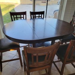 Dining Table + 6 Chairs Counter Height, Expandable Size
