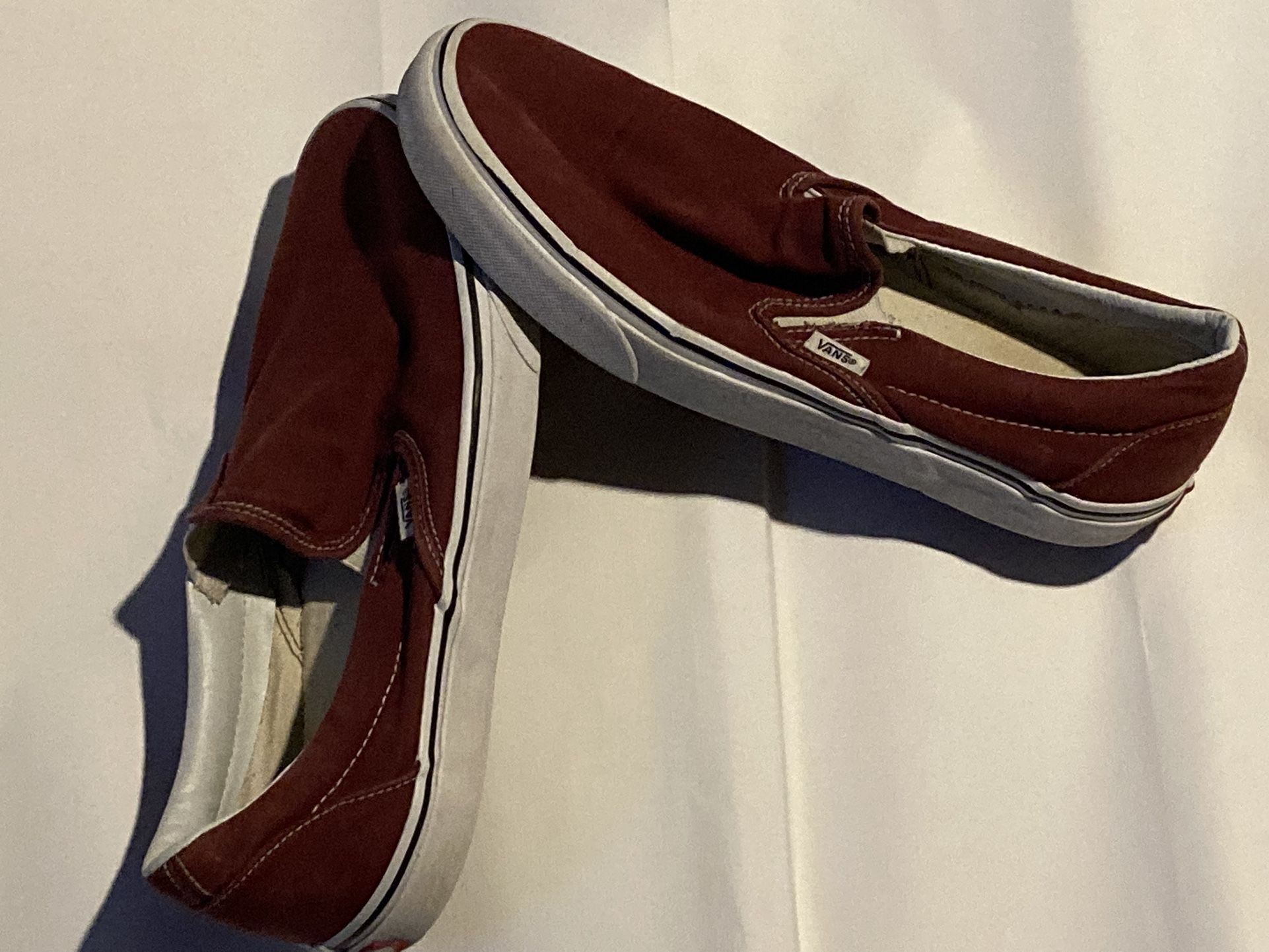 Burgundy slip on vans. Men’s size 10