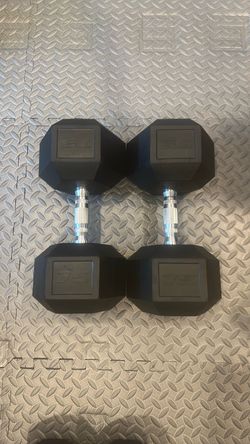2x 75lbs Amazon Basics Rubber Hex Dumbbell Hand Weight