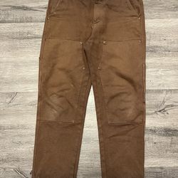 US Men’s 32 x 32 Brown Duck Double Knee Work Pants Jeans - DISTRESSED Vintage