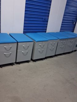 $60 each with key Mobile Pedestal Drawer Cabinet with Cushion Top
