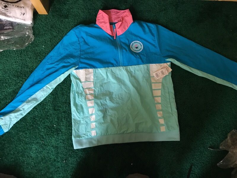 Pink dolphin iridescent windbreaker in Aqua Size medium