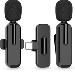 MAYBESTA Wireless Mini Microphone for iPhone 15 - Bluetooth Lavalier Android Mic for YouTube Video Recording, Clip-on USB C Phone Microphones for Tikt