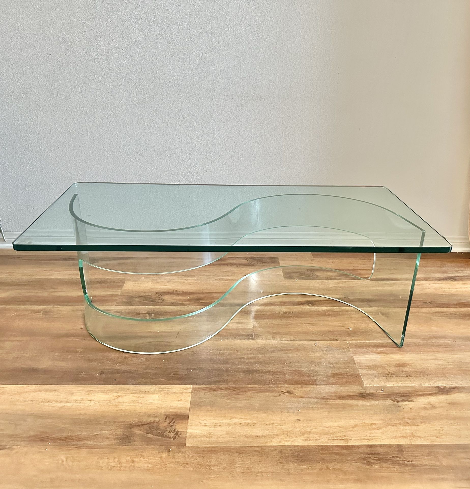 Vintage Coffee Table Glass Curved