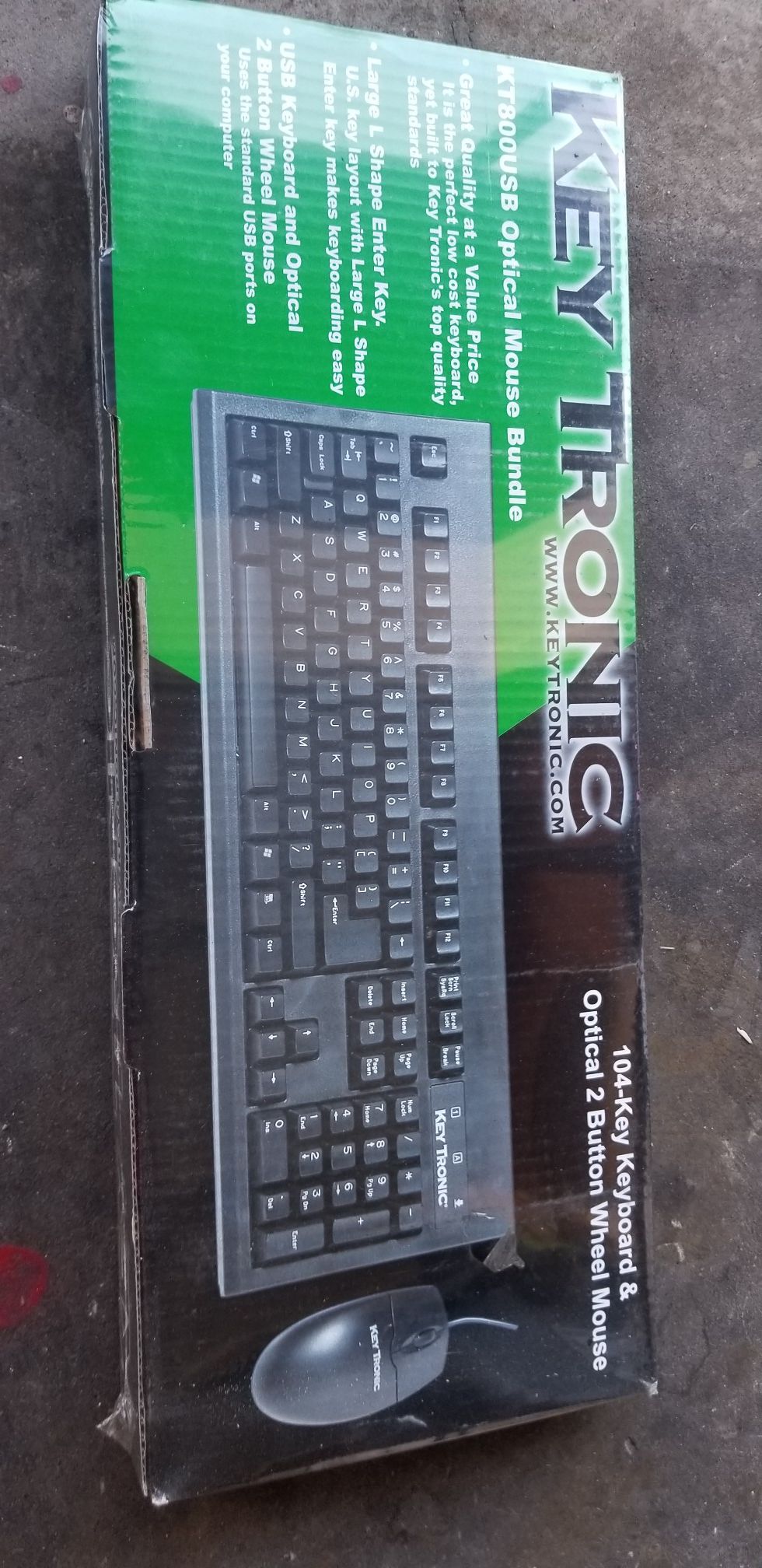 KEY TRONIC KEYBOARD & OPTICAL 2 BUTTON WHEEL MOUSE (NEW)