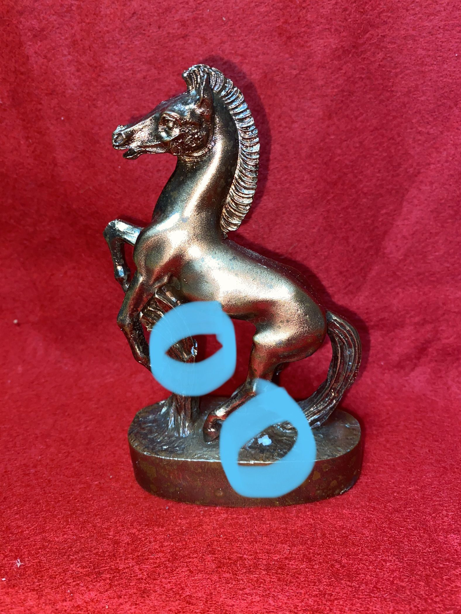 Vintage 6 Inch x 3.75 Inch Copper Plated Alabaster Greek Horse Statue Imported Greece (Read Description) (2 available)