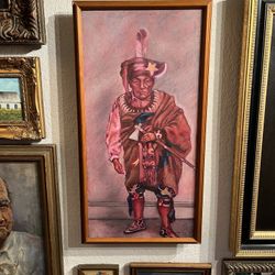 Vintage Warrior Chief Painting 