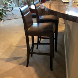 Bar Stools Leather & Solid Wood