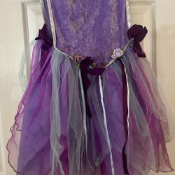 Halloween Girls Purple Princess Dress With Sequins And Flowers Excellent Pre Owned Condition 