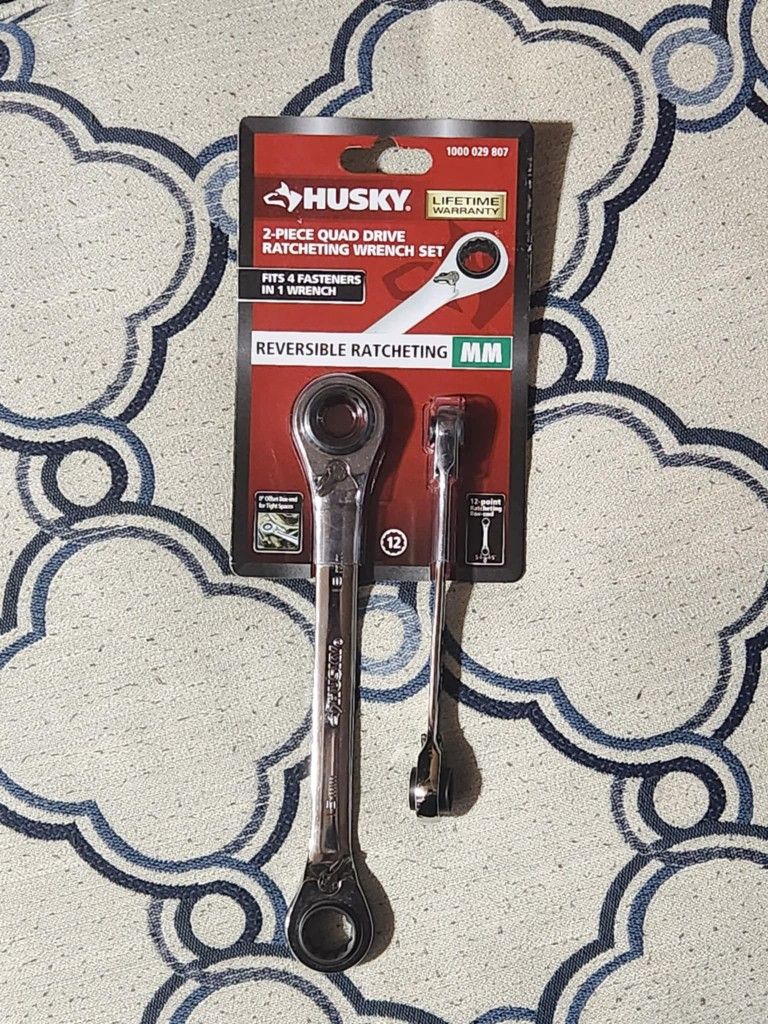 Husky 2pc quad drive ratcheting wrench set METRIC