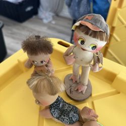 vintage Japanese Futaba Dollatelier "Shibaten" dolls, also known as Kappa dolls or "turtle fisher man