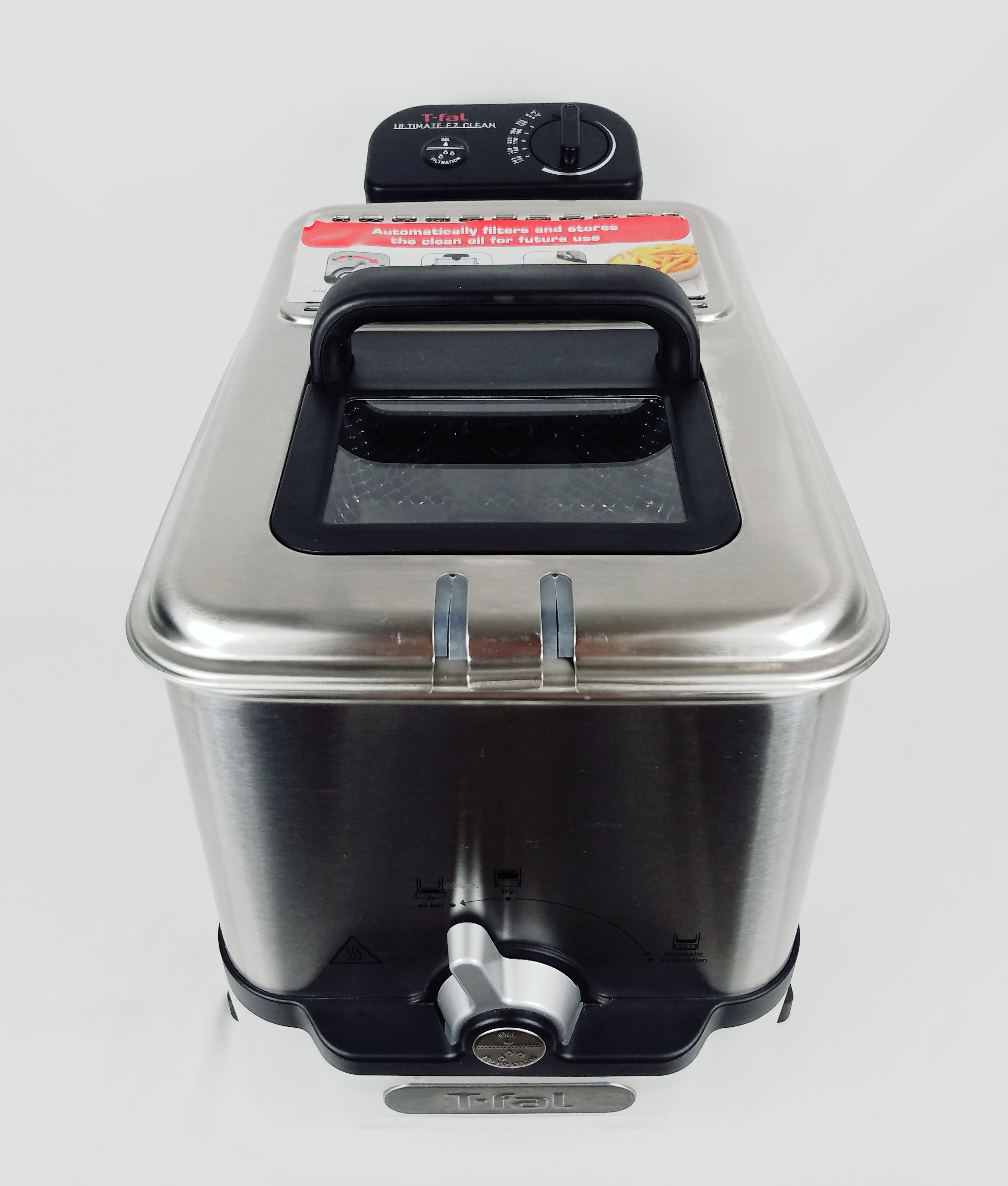 T-fal Deep Fryer, Stainless Steel, Easy to Clean Deep Fryer, Oil Filtration, 2.6-Pound, Silver, Model FR8000