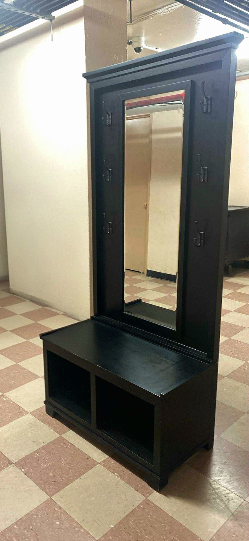 Crate and Barrell Hall Tree Bench with Mirror