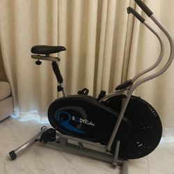 Body Rider Body Flex Sports Upright Exercise Fan Bike, Indoor Stationary Bike for Cycling, Black/Silver/Blue