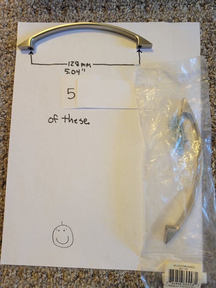 5 brushed nickel cabinet & drawer modern arched pulls