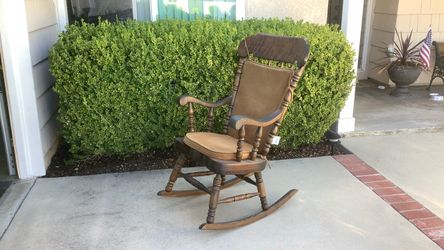 Antique Wooden Rocking Chair with Cushions