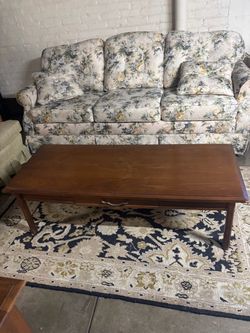 Wood Coffee Table with Drawer