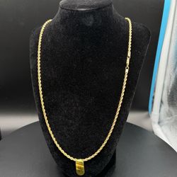 24” Rope Chain 3mm 14K Gold Plated Over Brass 🔥 IP Plated Stamped 14K