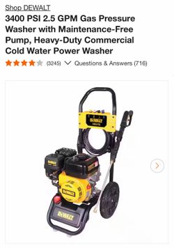 3400 PSI 2.5 GPM Gas Pressure Washer