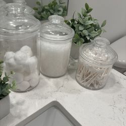 Bathroom apothecary jars 
