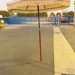 LAGarden 9 ft Boho Umbrella with Fringe for Market Patio 8-Rib Tilt