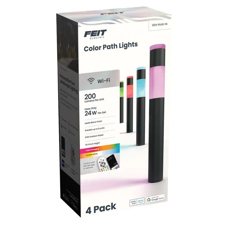 New in box Feit Electric Smart Color and Tunable White Cylinder Path Lights 4-pack.Costco $80plustax