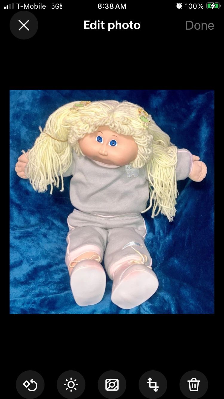 Vintage Xavier Roberts Cabbage Patch Kids Blonde Hair Blue Eyes Pigtails Barretts