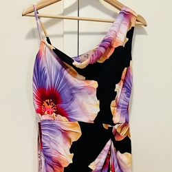 Black One Shoulder Dress With Florals 