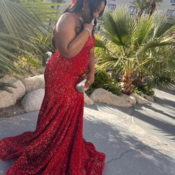 Red Sequin Prom Dress